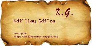 Kállay Géza névjegykártya